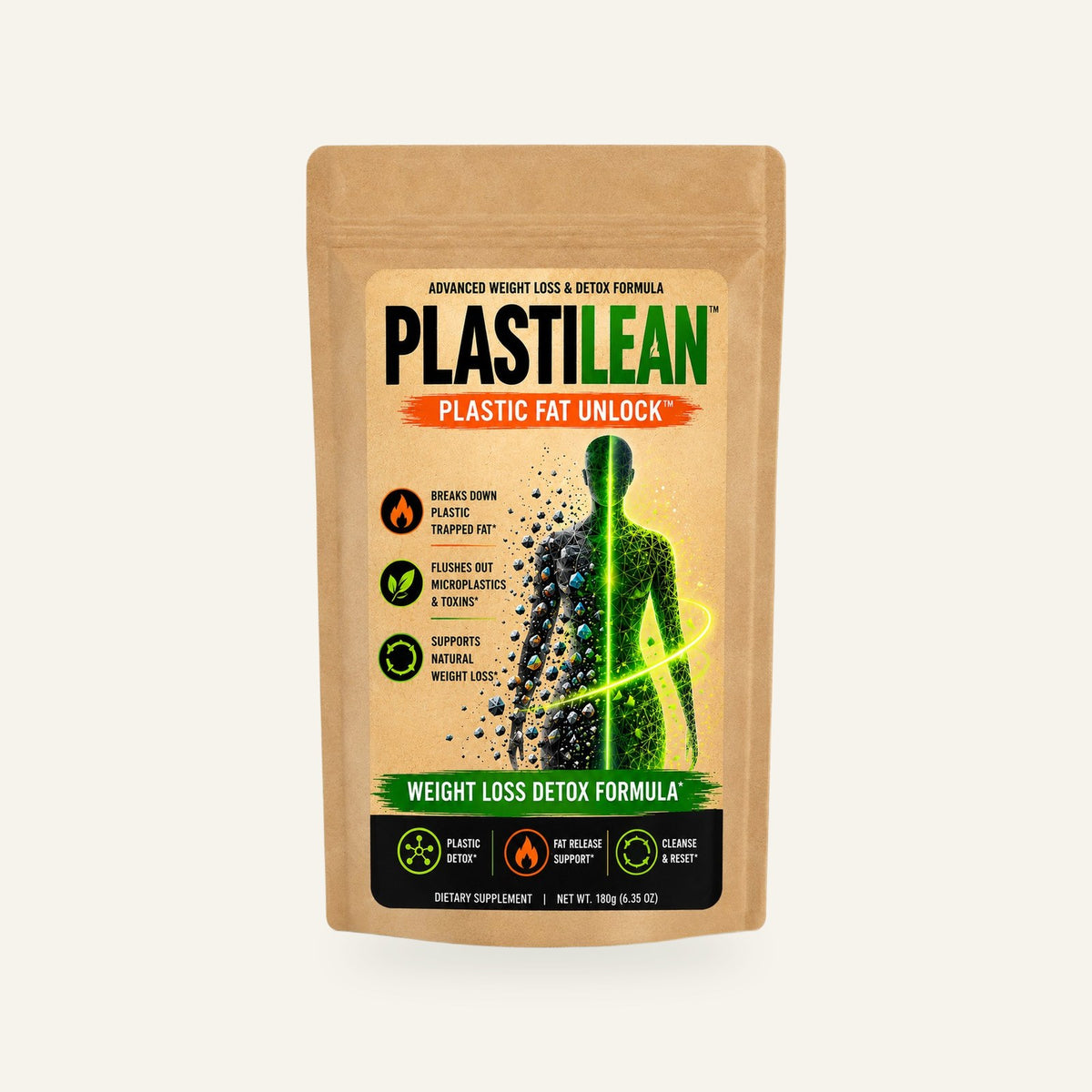 Plastilean pouch, front